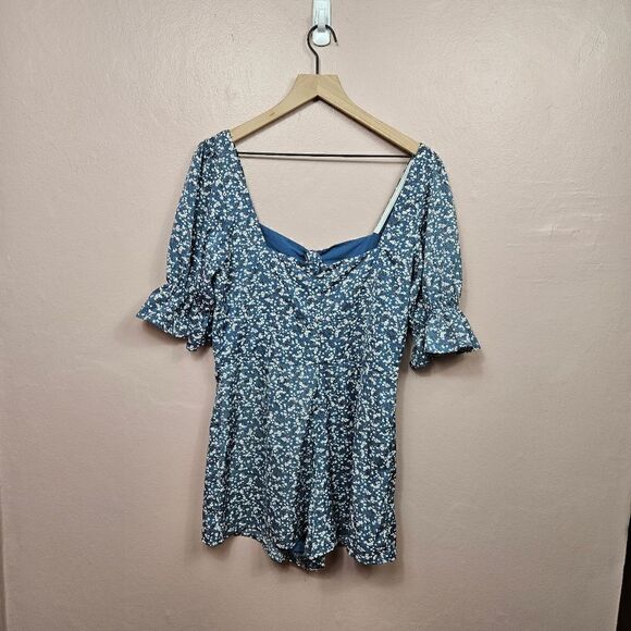 NWT Altar'd State Floral Romper. Royal Blue L#026 - Picture 8 of 14